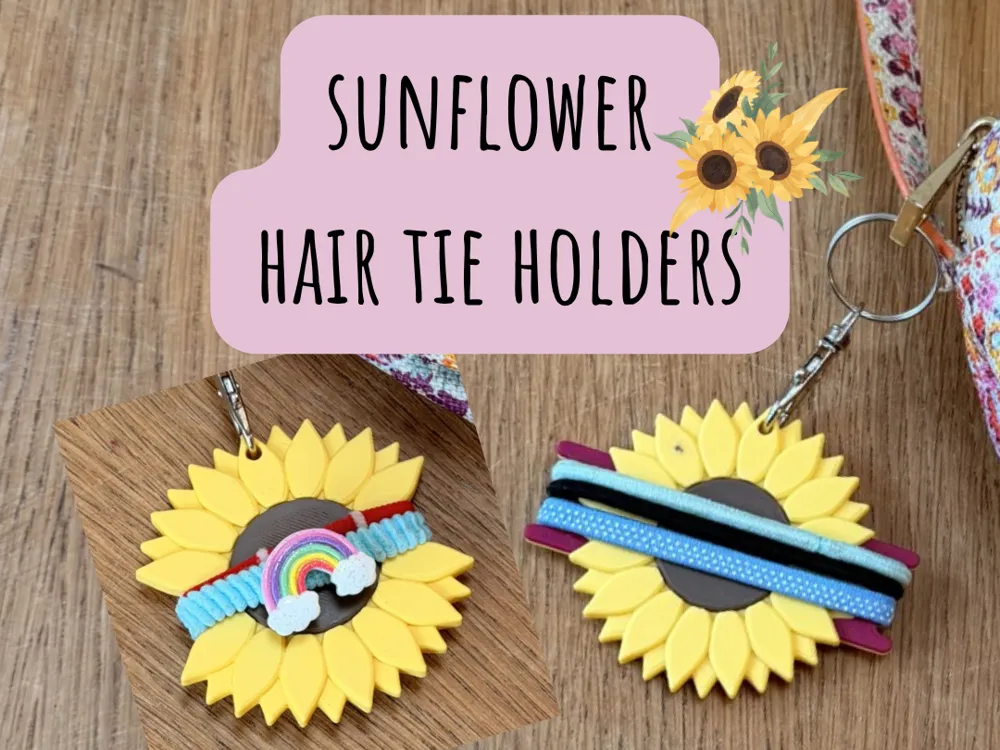 Accesorio para sujetar ligas de cabello: Sunflower Hair Tie Holders - Two designs / Sizes. Referencia del modelo original.
