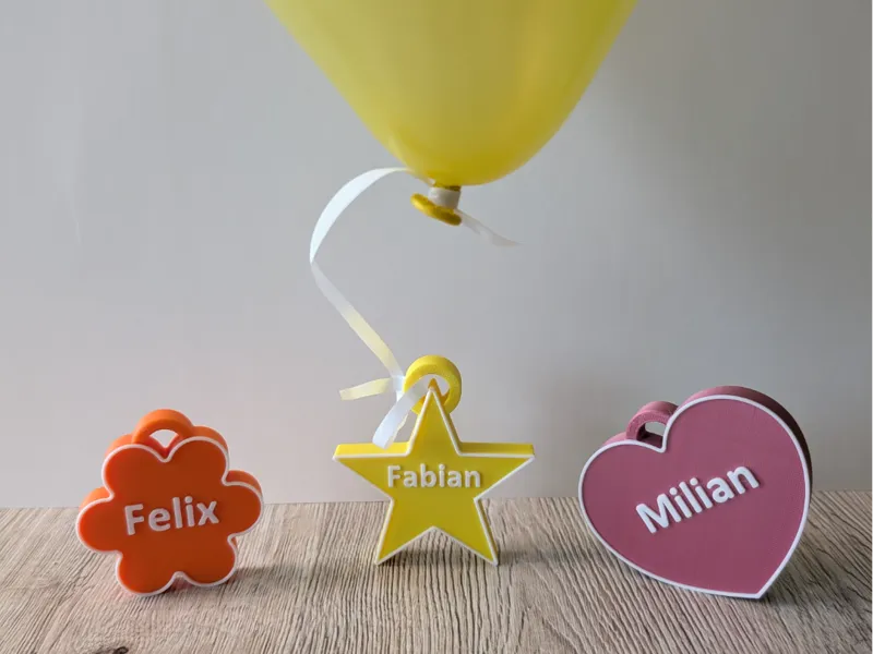 personalisierbar Ballonbeschwerer Blume Stern Herz