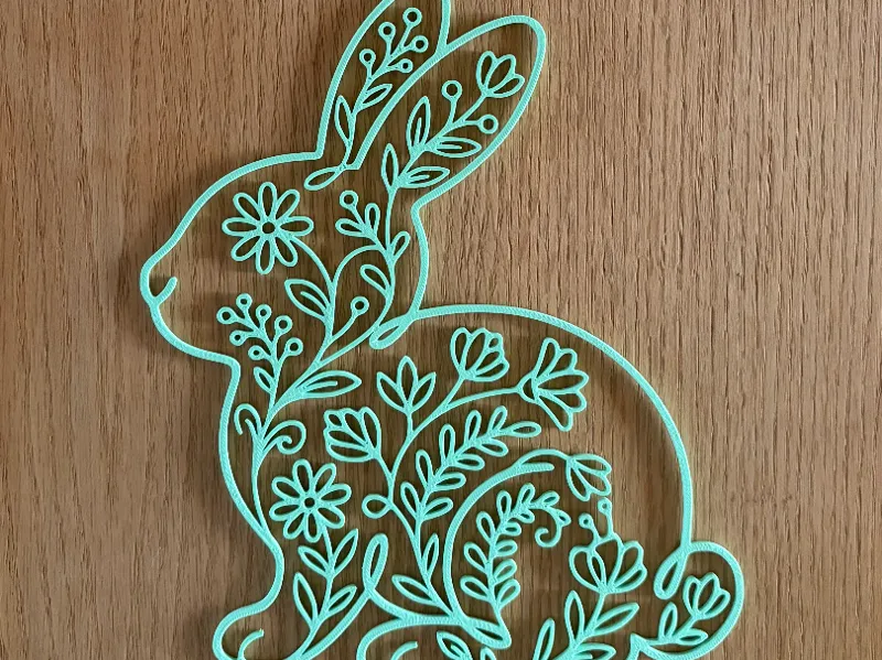 Floraler Osterhase – Line Art Fensterbild