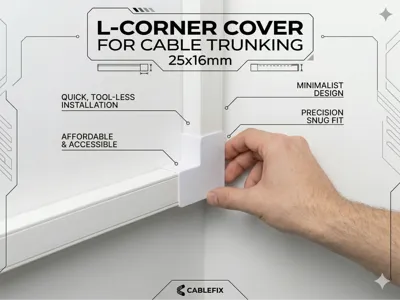 L-Corner Cover for Cable Trunking (25x16mm)