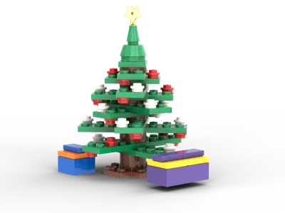 Brick Christmas tree with presents