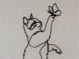 猫と蝶のワイヤーアート / Cat and Butterfly - Wire Wall Art