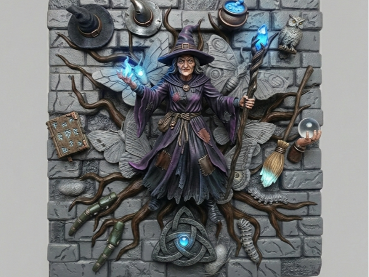 Witch 3d plaque - different sizes