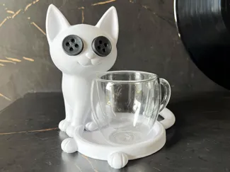 Coraline Inspired Cat Cup Coaster