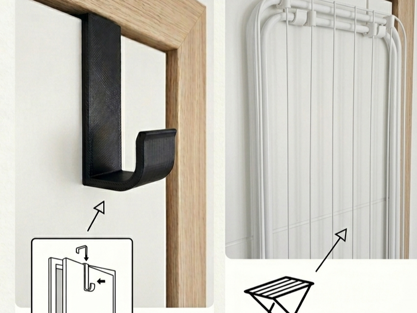 Hooks for folding clothesline on the door