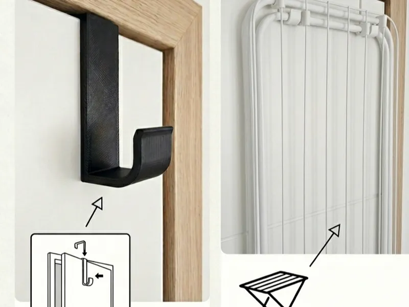 Hooks for folding clothesline on the door