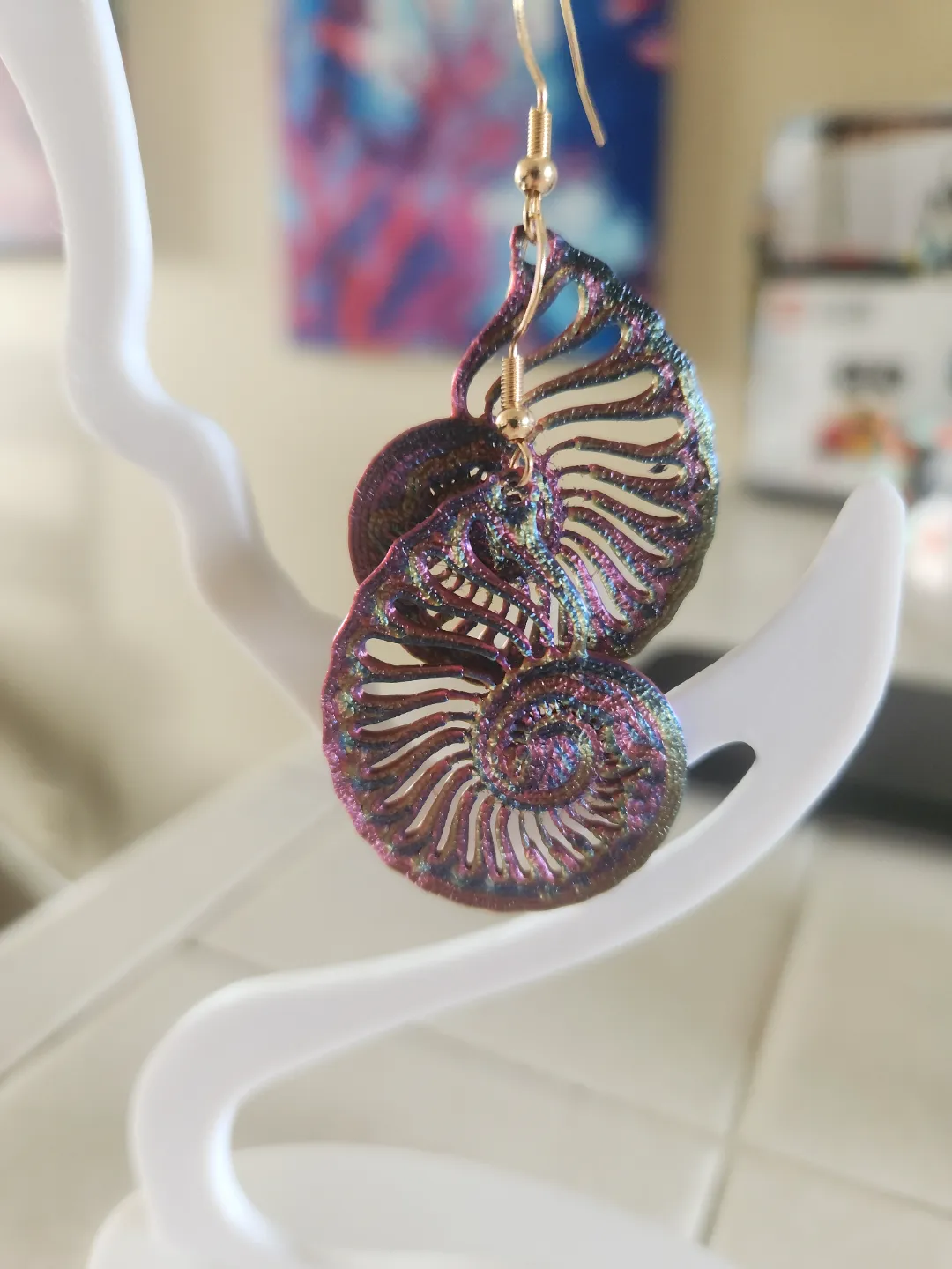 Seashell Nautilus Earrings view 3