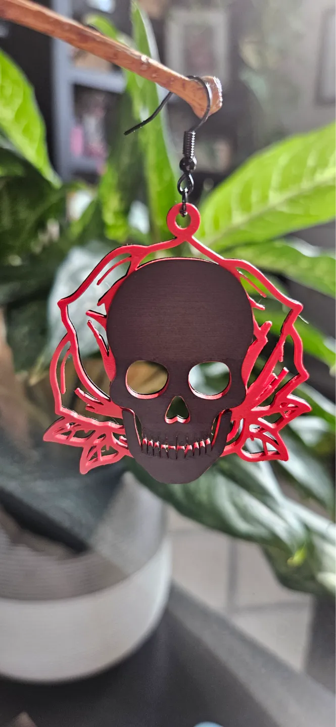 SkullnRose Earrings