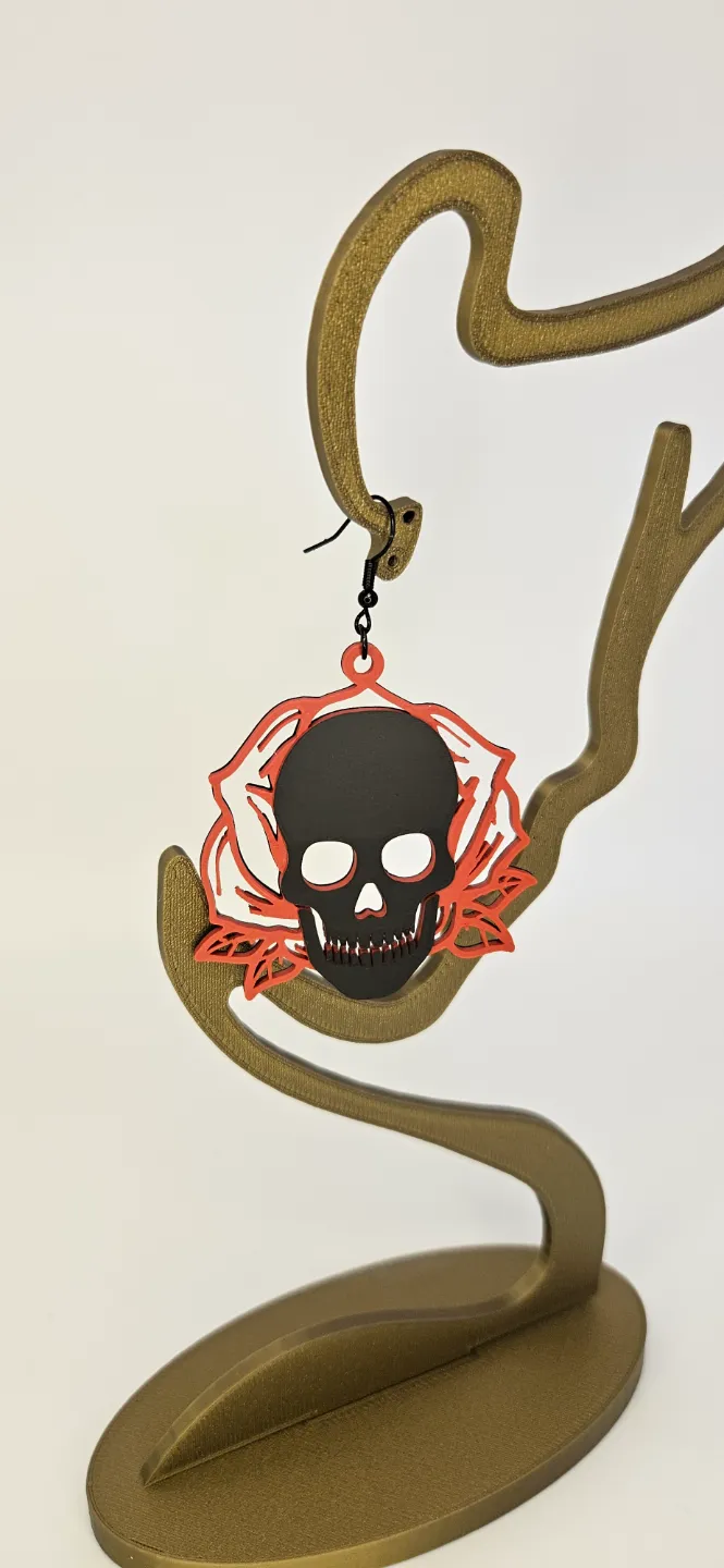 SkullnRose Earrings view 4