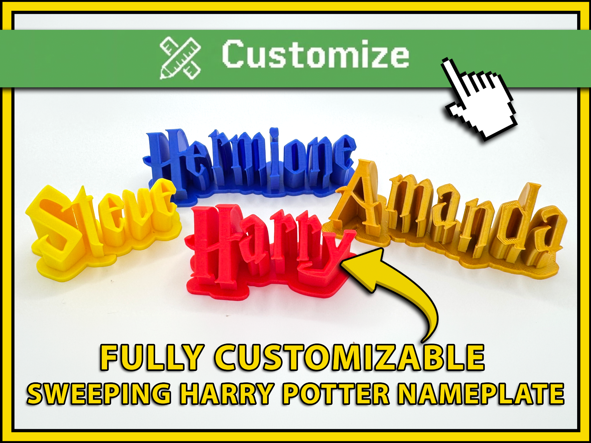 Harry Potter Font Customizable Sweeping Nameplate