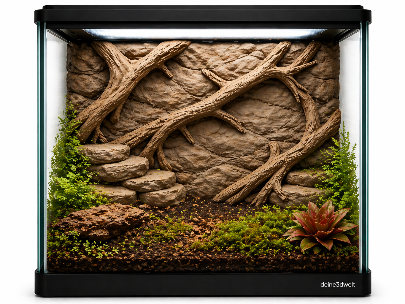 3D Terrarium Rückwand mit Felsen & Wurzeln 