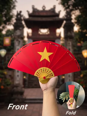 Letrero o emblema decorativo: Việt Nam Folding Fan – Vietnamese Flag Hand Fan — vista de referencia 3
