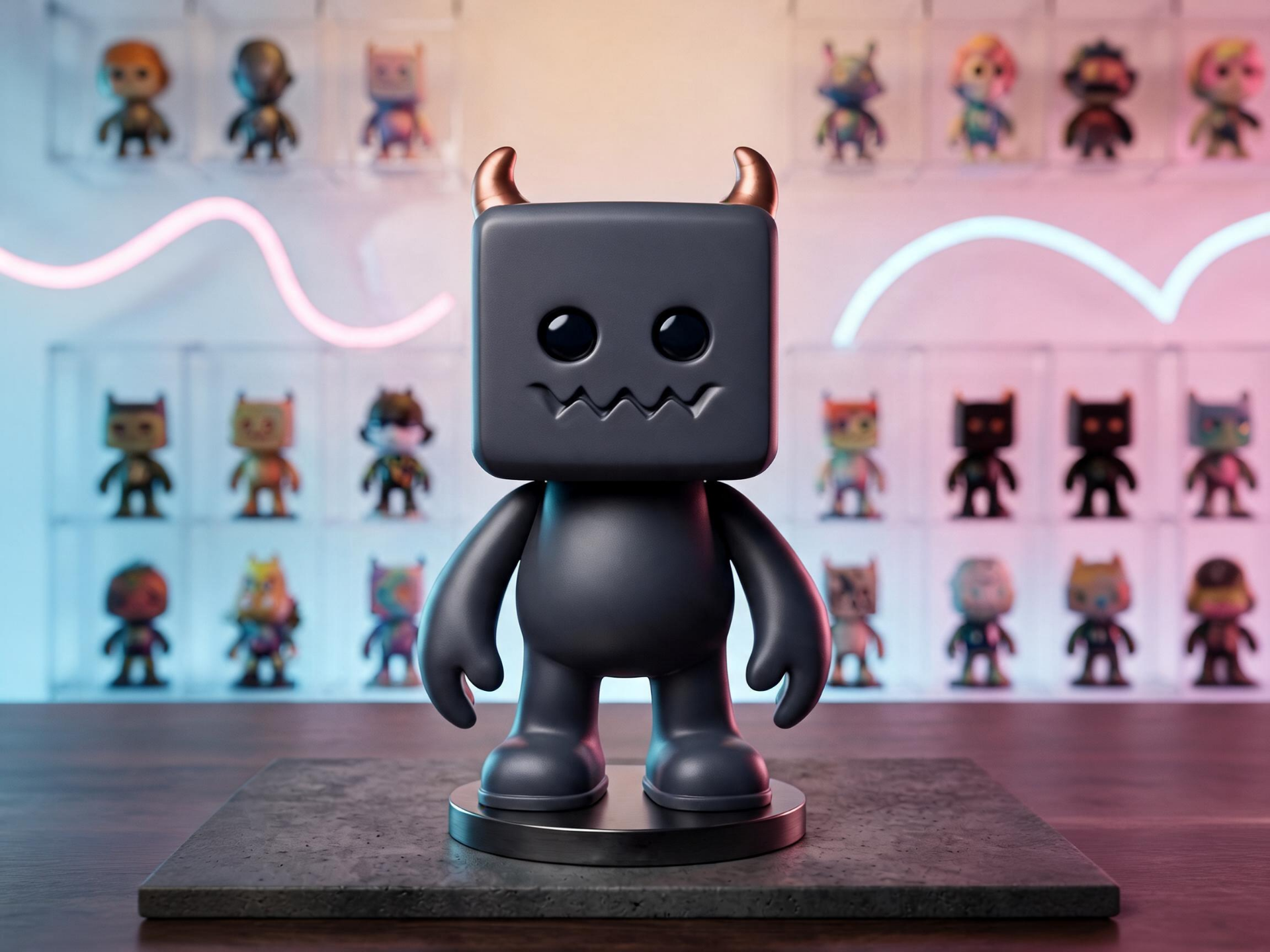 Horned Cube Monster – Customizable Toy Figure