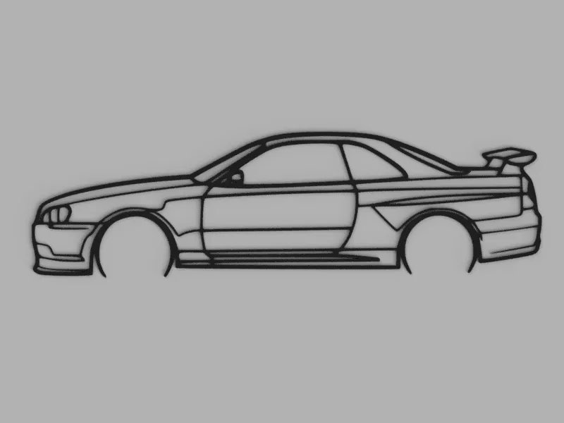 Nissan Skyline GTR R34 silhouette wall decoration