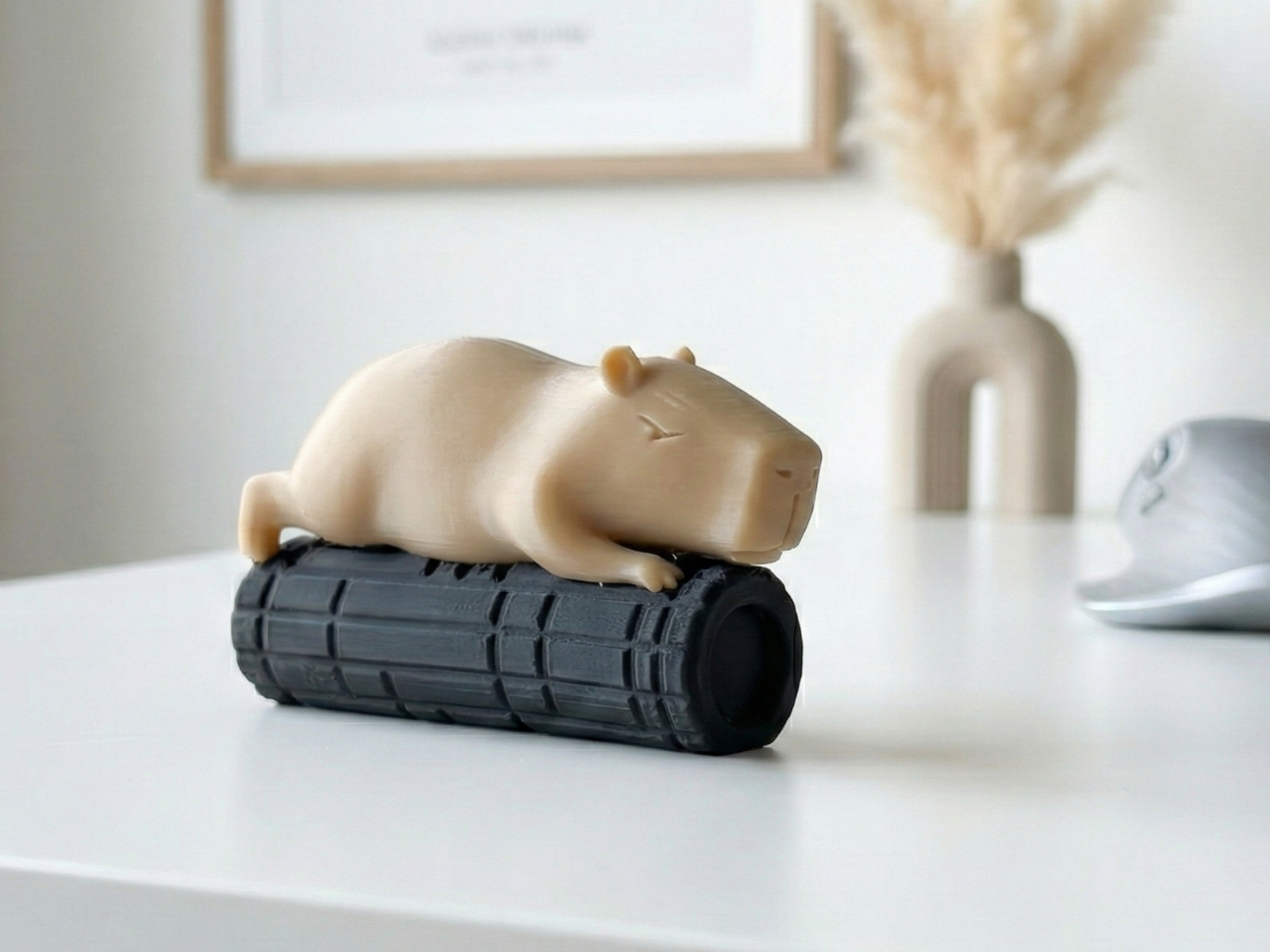 Fitness Capybara - Lying on Foam Roller Yoga Decor