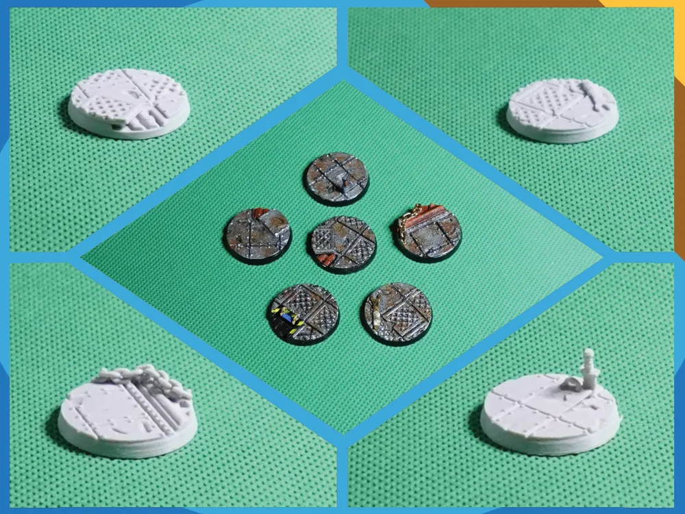 Industrial Style, 28mm scale Round Miniature Bases - Free 3D Print ...
