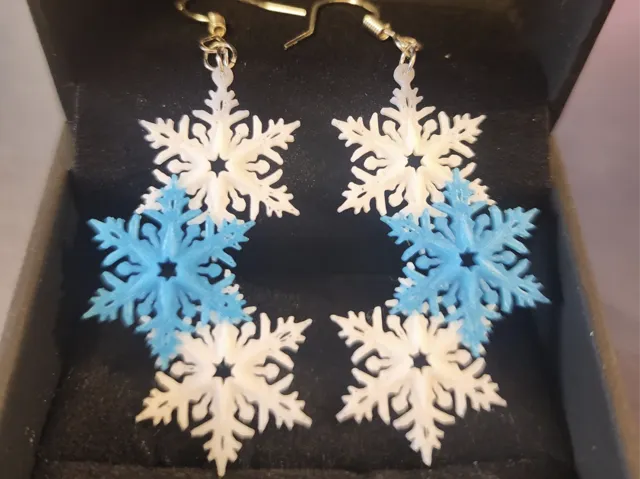 Drop Snowflake Earring - two tone