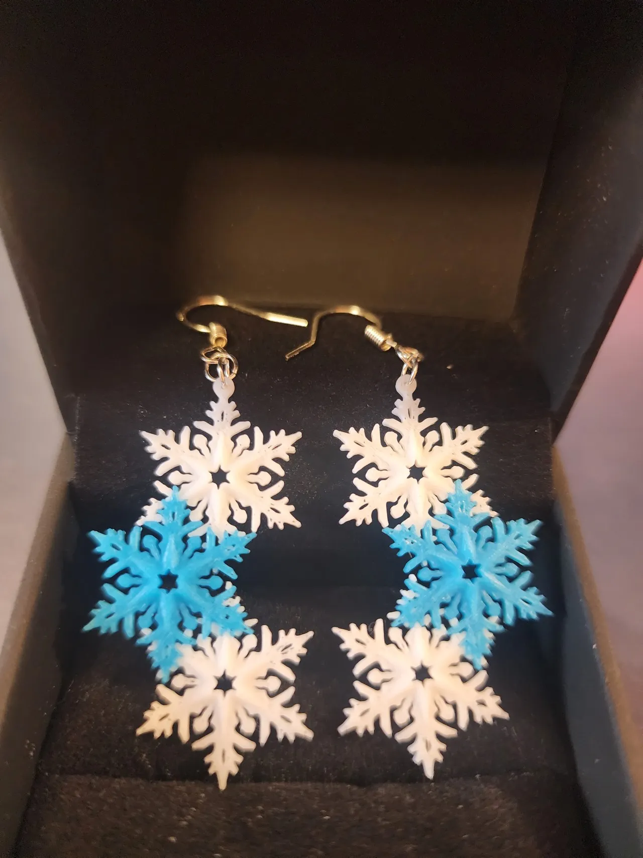 Drop Snowflake Earring - two tone view 3