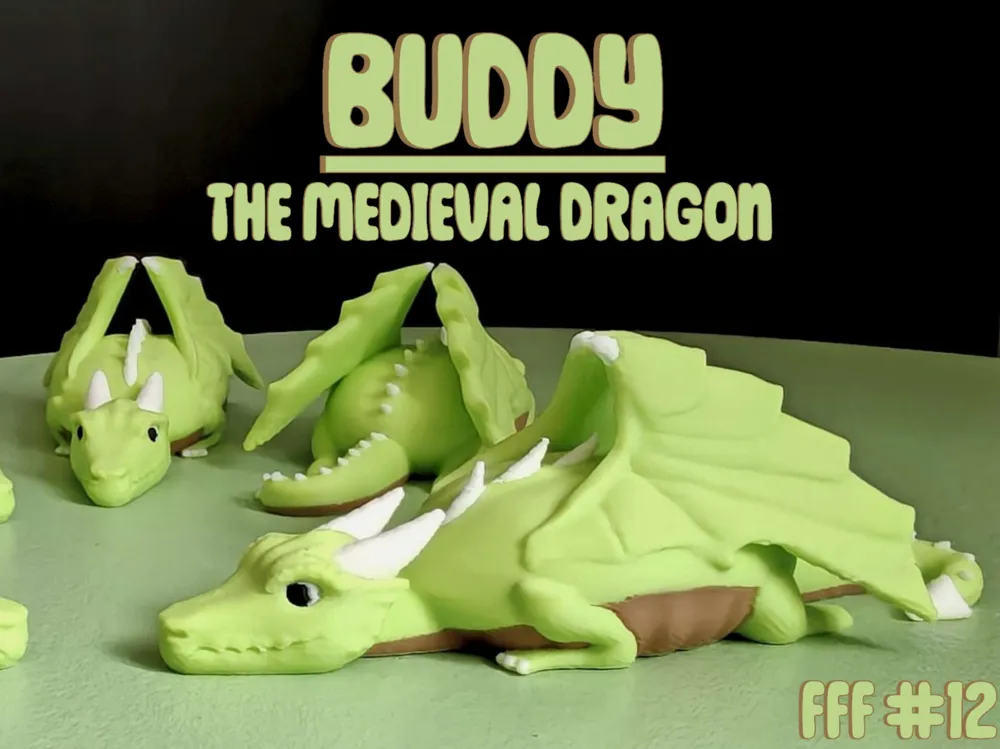 Adorno temático: Buddy the Medievel Dragon - Flat Flop Friday #12. Referencia del modelo original.