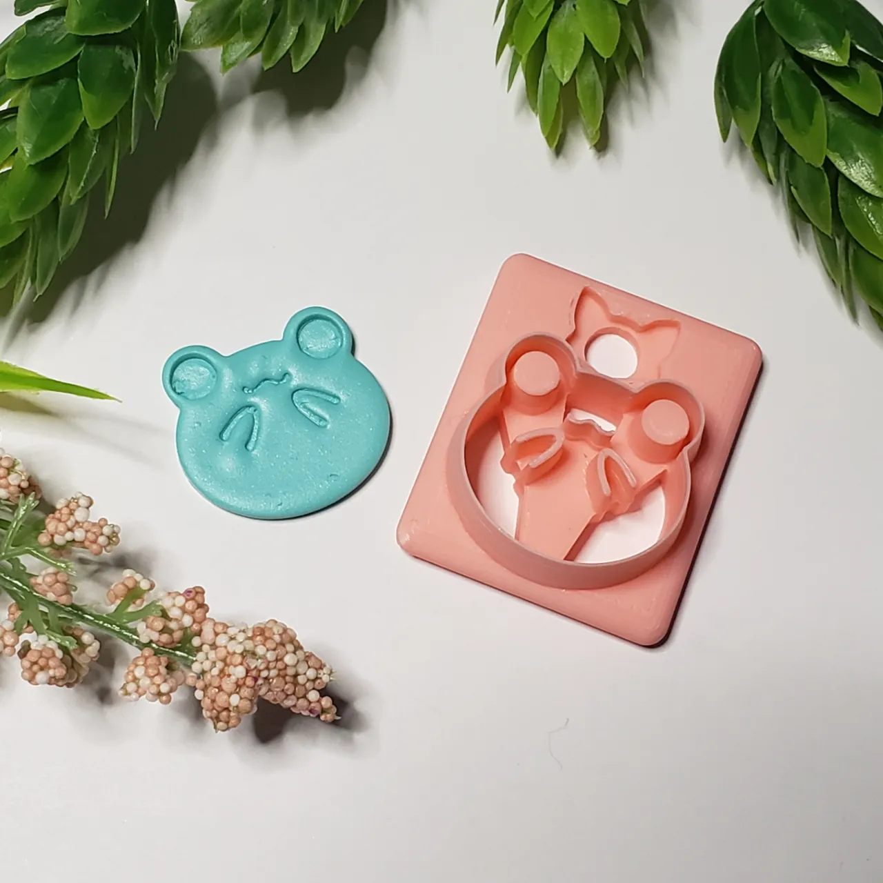 Cutesy Round Frog Polymer Clay Earring Cutter view 4
