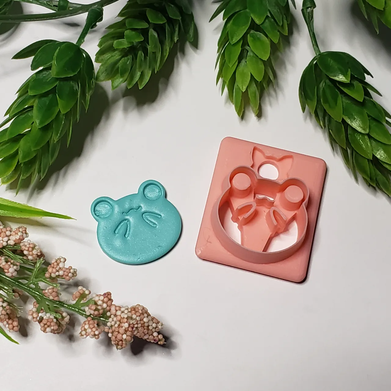 Cutesy Round Frog Polymer Clay Earring Cutter view 2