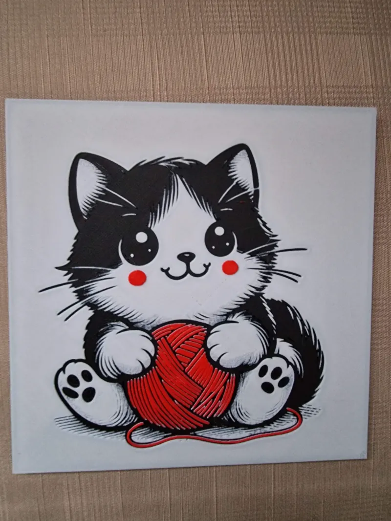 Cute Cat with red thread ball hueforge