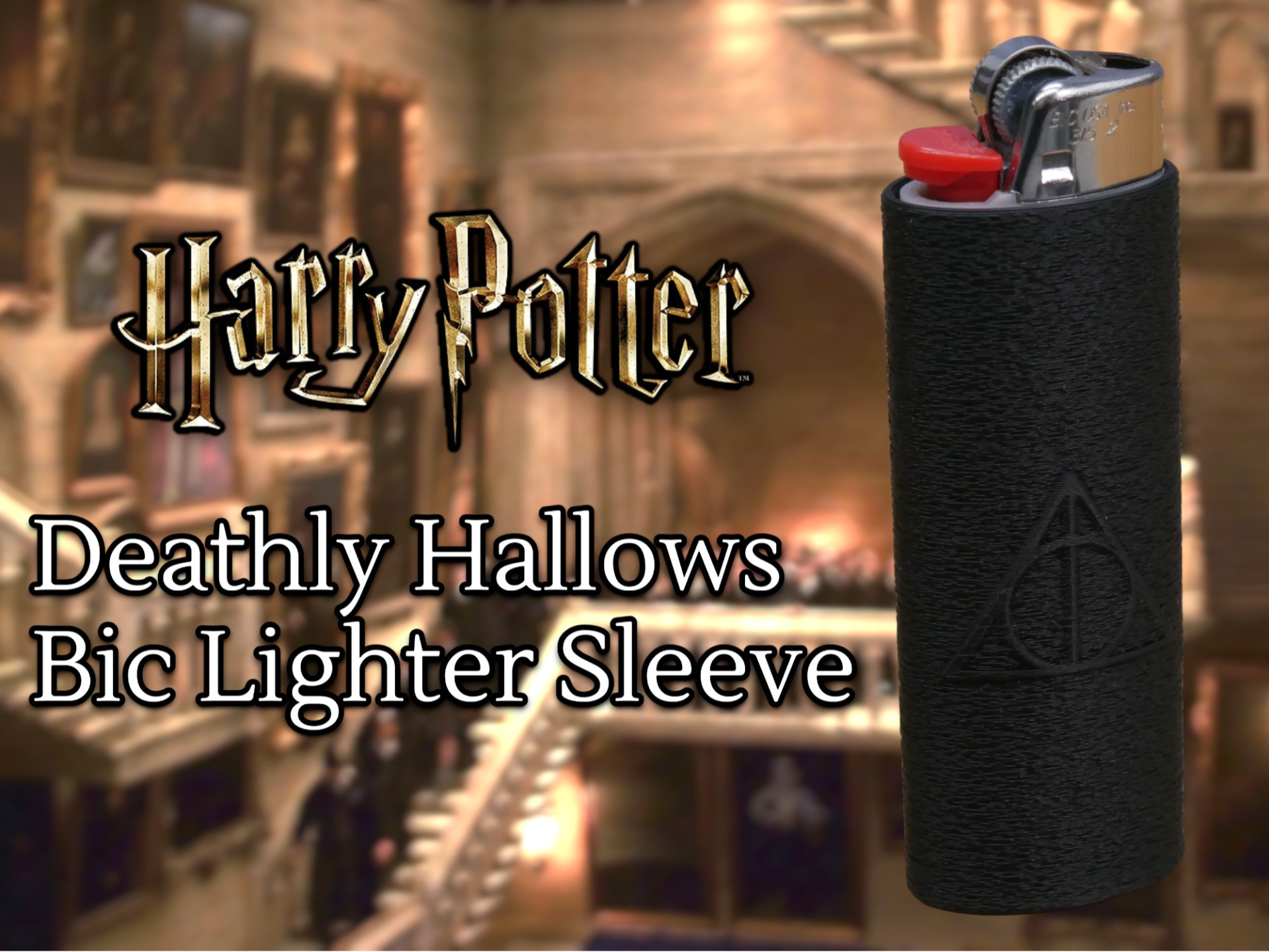Deathly Hallows Grip Click Slim Bic Lighter Sleeve