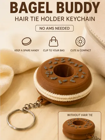 Accesorio para sujetar ligas de cabello: Bagel hair tie keychain — vista de referencia 2