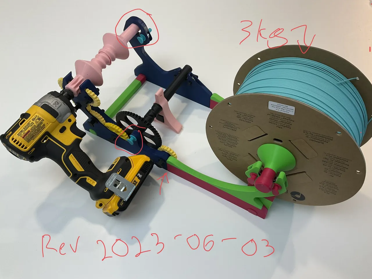Pastamatic Filament Spool Winder for Bambu X1C/P1P AMS (level winder with self reversing leadscrew) view 2