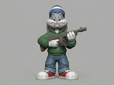 Urban Bugs Bunny with Tommy Gun