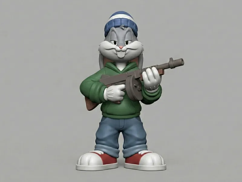 Urban Bugs Bunny with Tommy Gun