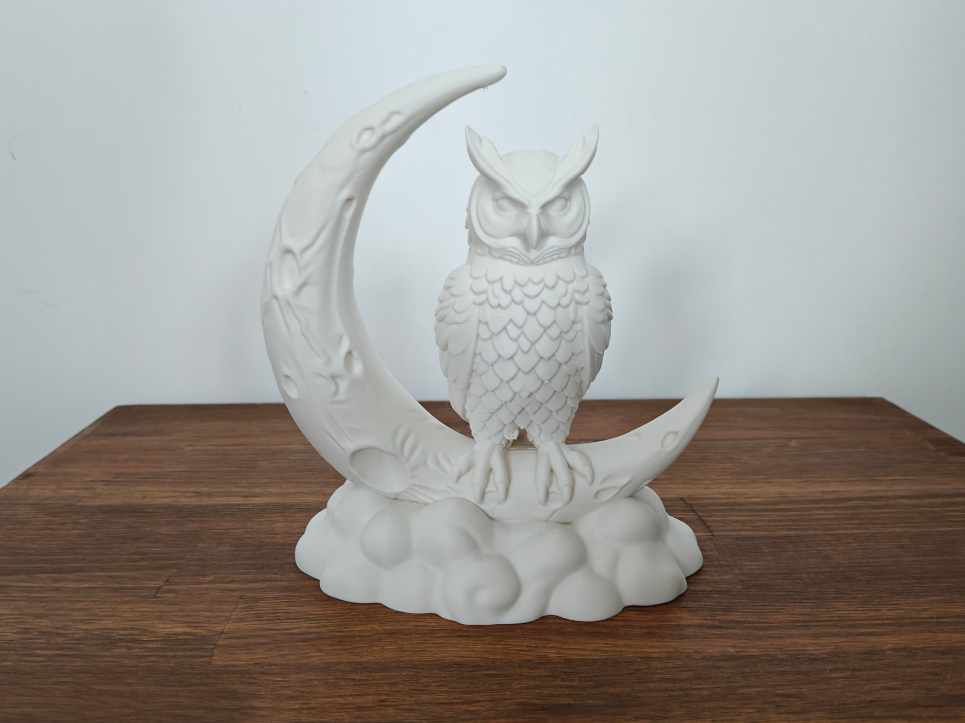 Owl Sitting on Moon Fantasy Decor