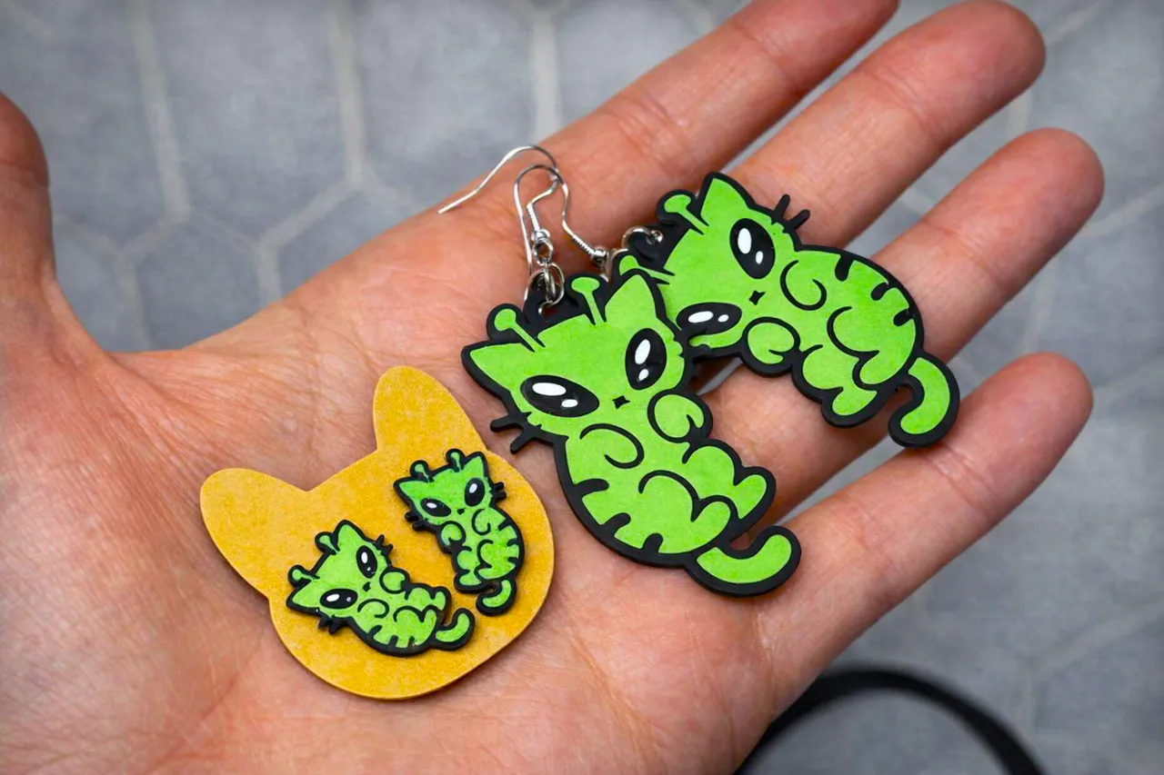 Alien Kitty Cat Earrings Dangle and Studs view 3
