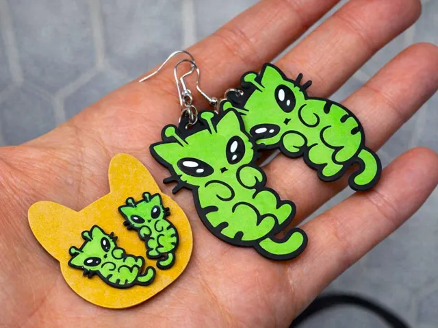 Alien Kitty Cat Earrings Dangle and Studs