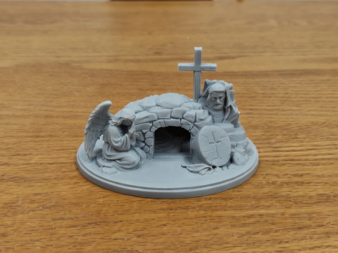 Jesus Christ Empty Tomb with Angel & Stone Bust