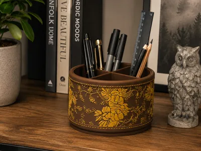 Elegant Floral Pen Holder – Desk Organizer