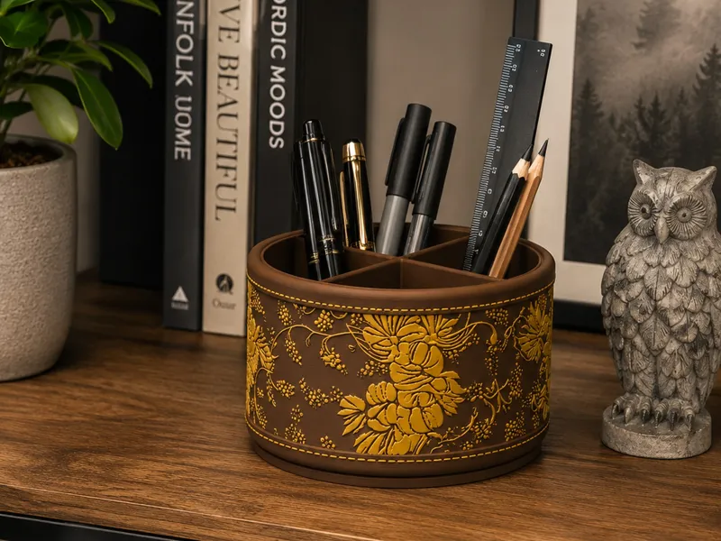 Elegant Floral Pen Holder – Desk Organizer
