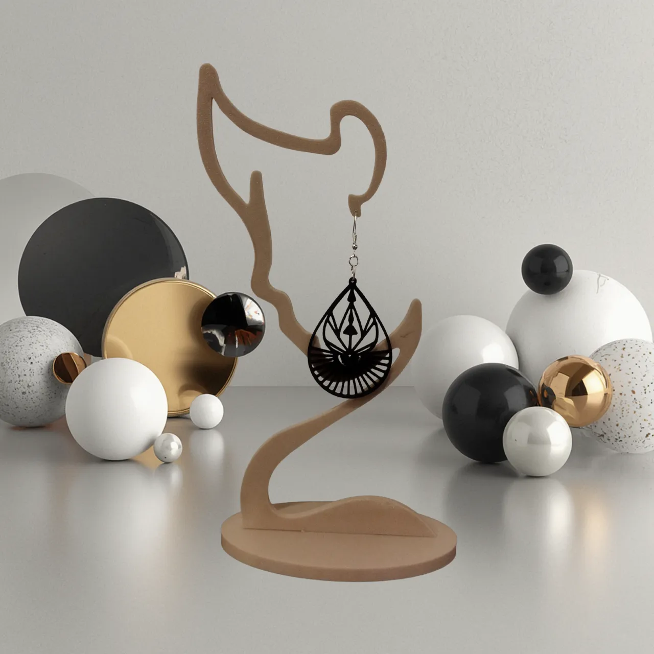 Drop Earrings – Patterned Teardrop Design view 2