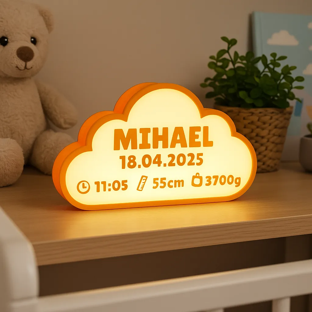 Baby birth wireless night lamp lightbox view 2