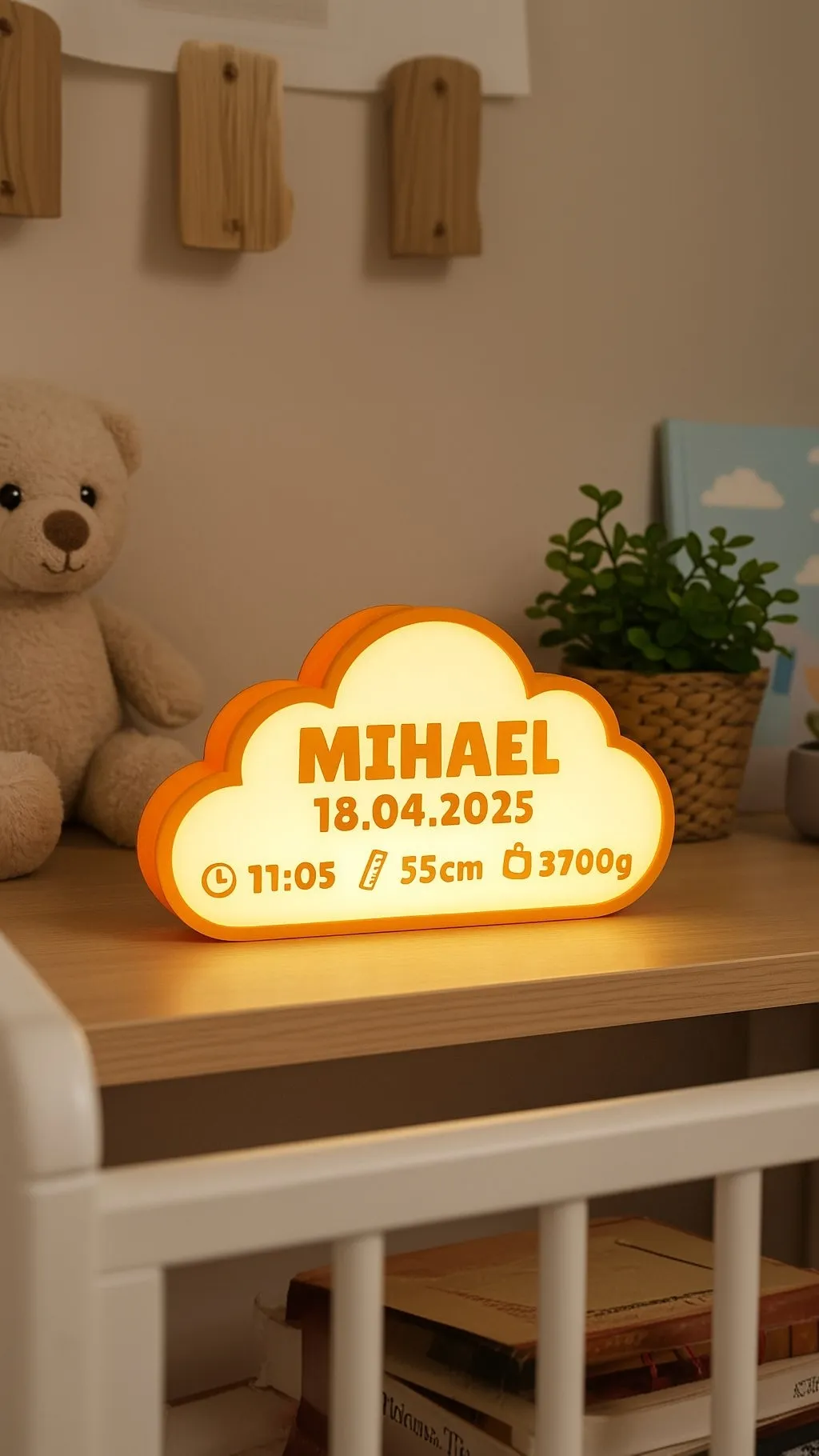 Baby birth wireless night lamp lightbox view 4