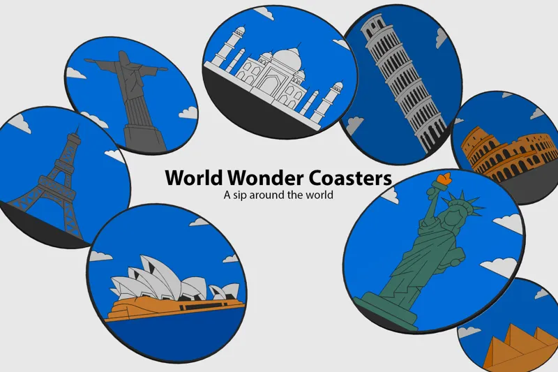 World wonder coasters: A sip around the world