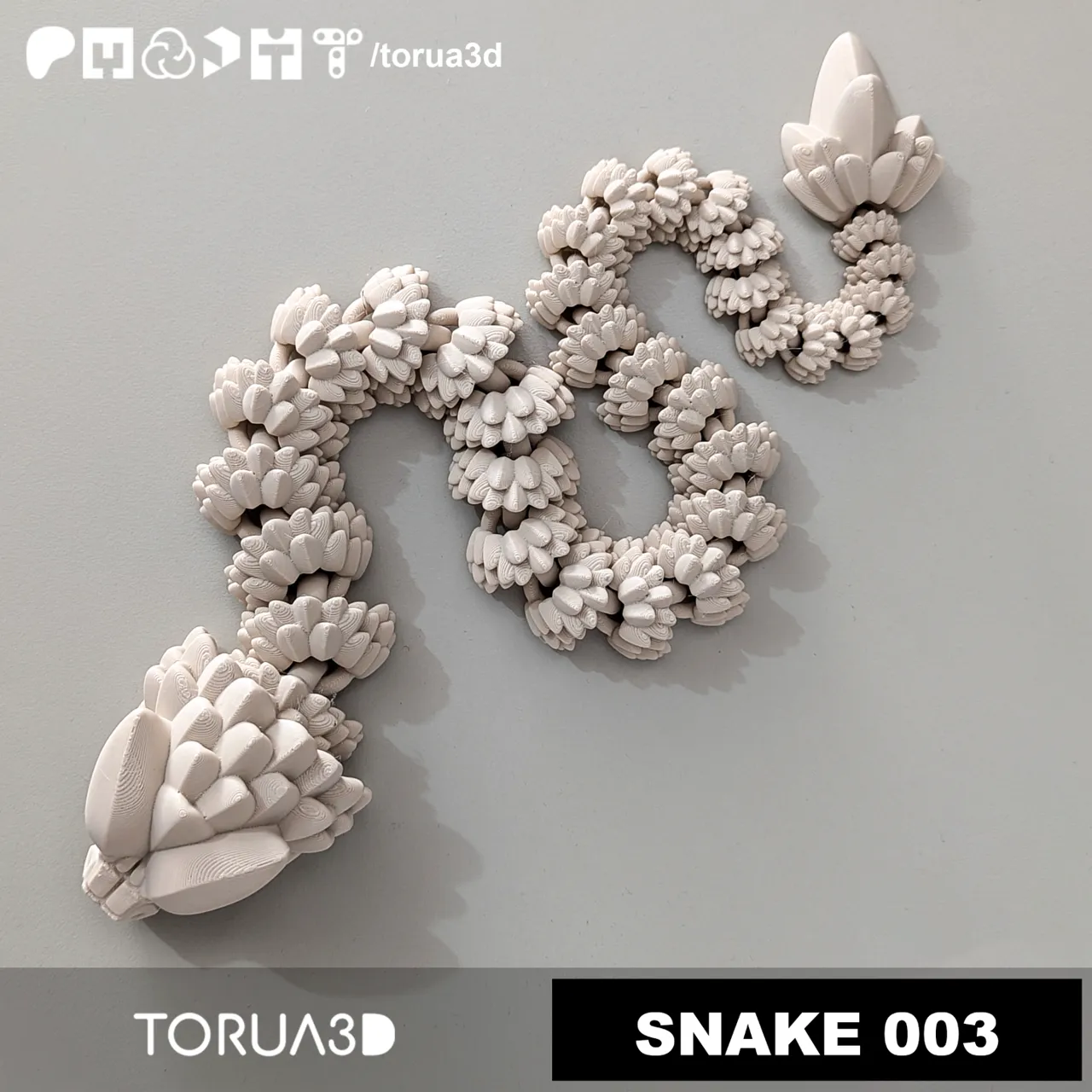 Articulated Snake 003 - Print in place - 3mf - STL view 4