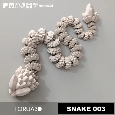 Articulated Snake 003 - Print in place - 3mf - STL view 4