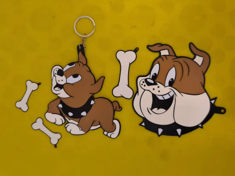 Spike n' Pike the Bulldog Keychain Charm Set