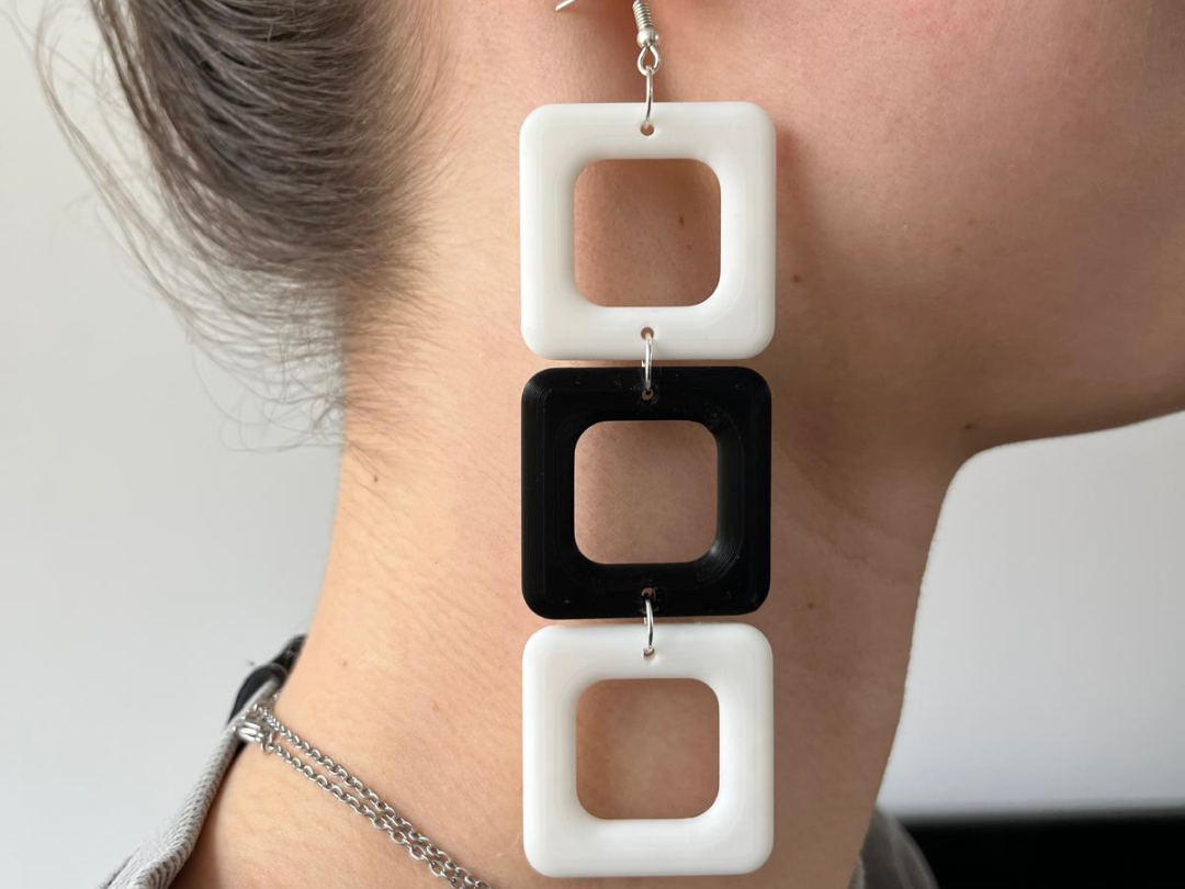 Retro Square Link Earrings