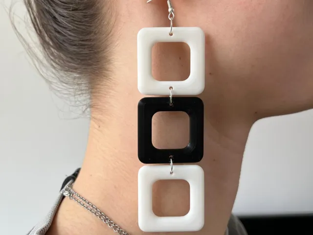 Retro Square Link Earrings