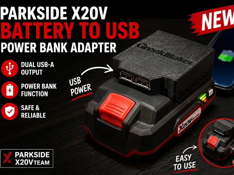 Parkside X20V Battery to USB Power Bank Adapter