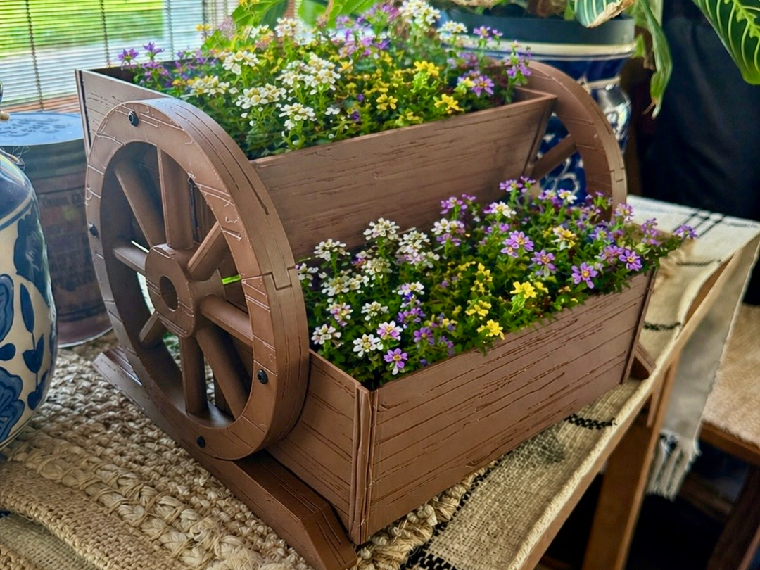 Rustic Dual-Tier Wagon Planter