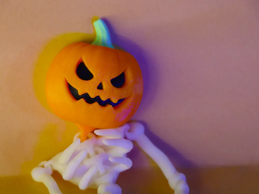 Flexy Pumpkin Skeleton Halloween - Free 3D Print Model - MakerWorld