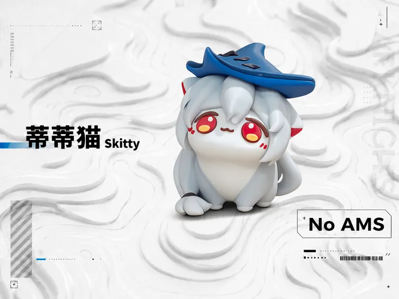《明日方舟》斯卡蒂同人- 蒂蒂猫 Skitty ，无需AMS，详细分件，及其容易上色。